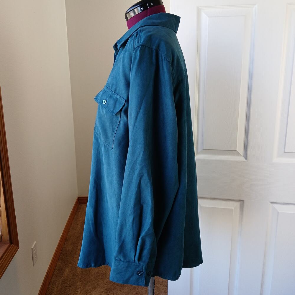Roaman's Faux Suede Button Front Shirt 20W midnight teal overshirt top shacket - Picture 3 of 13